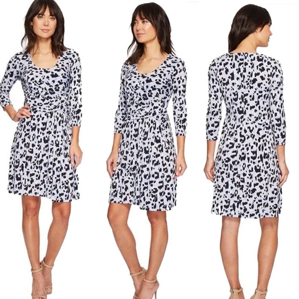 ELLEN TRACY Women's True Blue Leopard Expression Dress - Size PL - NWT
